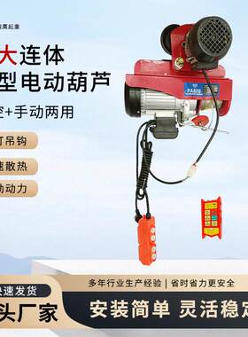 钢丝绳小吊机0.5t手动带遥控加大款4轮跑车1T两用微型电动葫芦