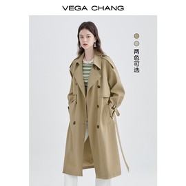 vegachang风衣女中长款韩版收腰时尚外套
