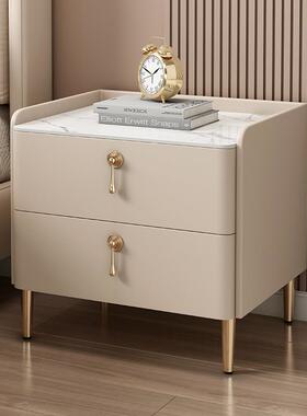 南家具床头柜简约现窄代41418超轻奢岩板实床木智能无线充康电卧