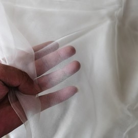 白色真丝欧根纱面料口，面料一张价格桑蚕丝，100的可植物染色布