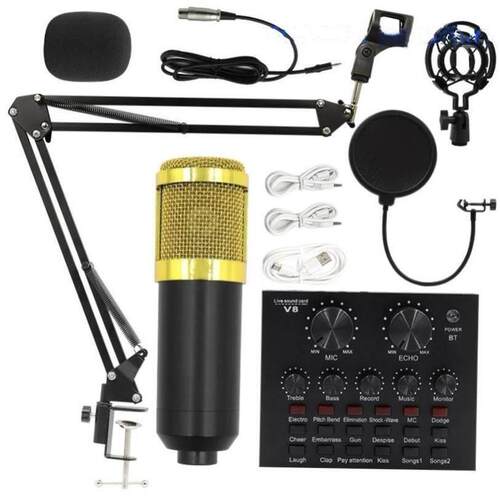 Bm800 condenser microphone + V8 sound card computer recordin