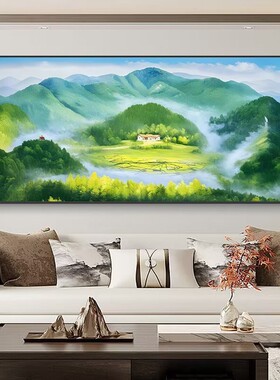 聚宝盆福居宝地靠山风景画客厅装饰画山水画招财风水画办公室壁画