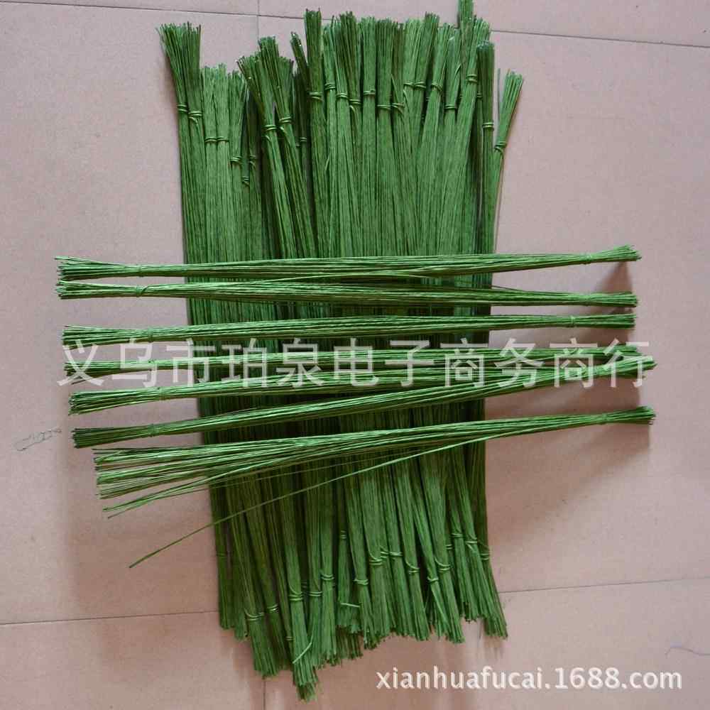 供应花环铁丝 丝网花材料铁丝 DIY绿纸包花环铁丝 光杆铁丝60CM长