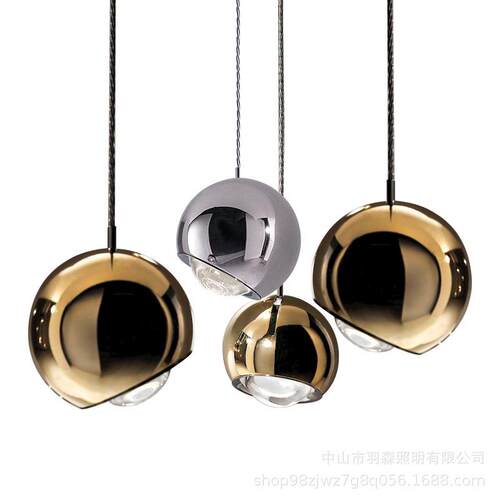 北欧轻奢金属圆球卧室床头小吊灯现代极简风设计吧台餐厅长线吊灯