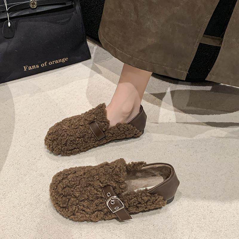 春季毛毛单鞋女2026新款加绒保暖瓢鞋平底一脚蹬懒人豆豆乐0117z,女鞋,浅口单鞋,淘宝优惠券,粉丝福利购,淘宝优惠卷