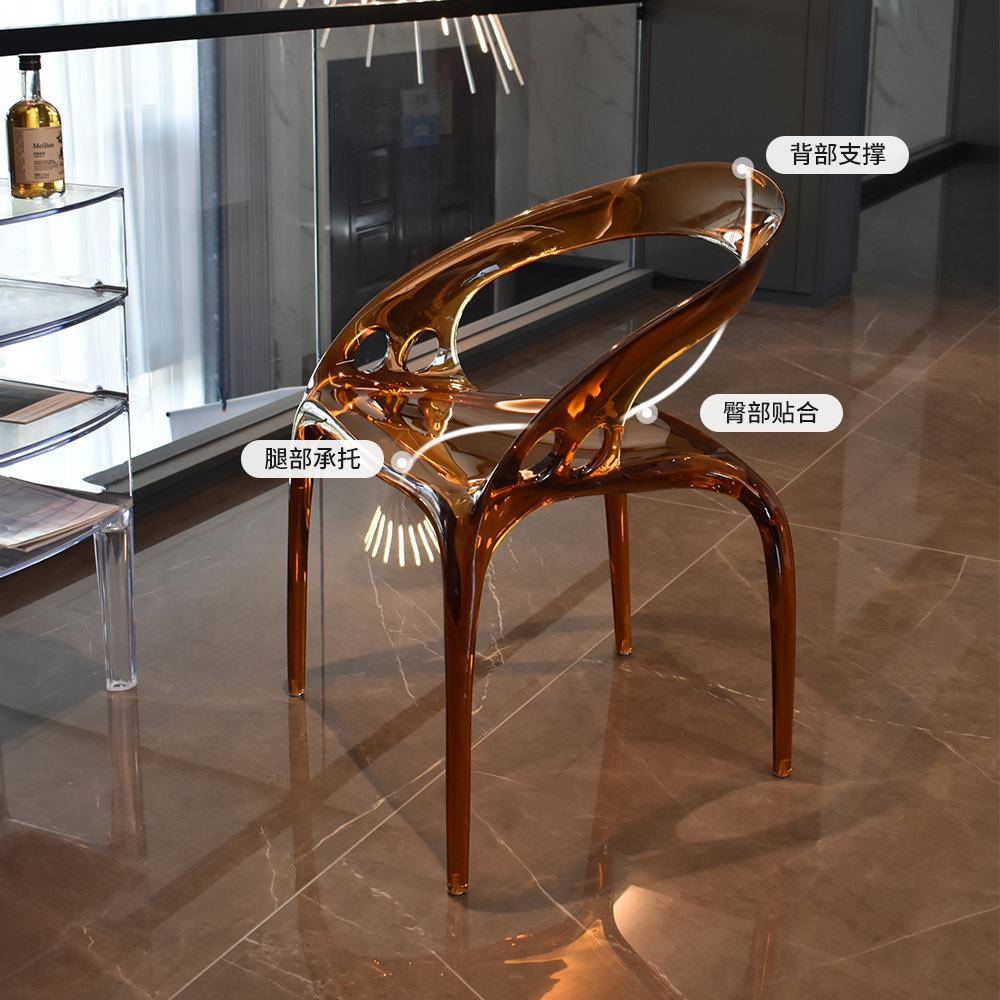 亚克力明台餐椅337家用设计师扶手椅靠背椅导椅意透晶式轻奢网红