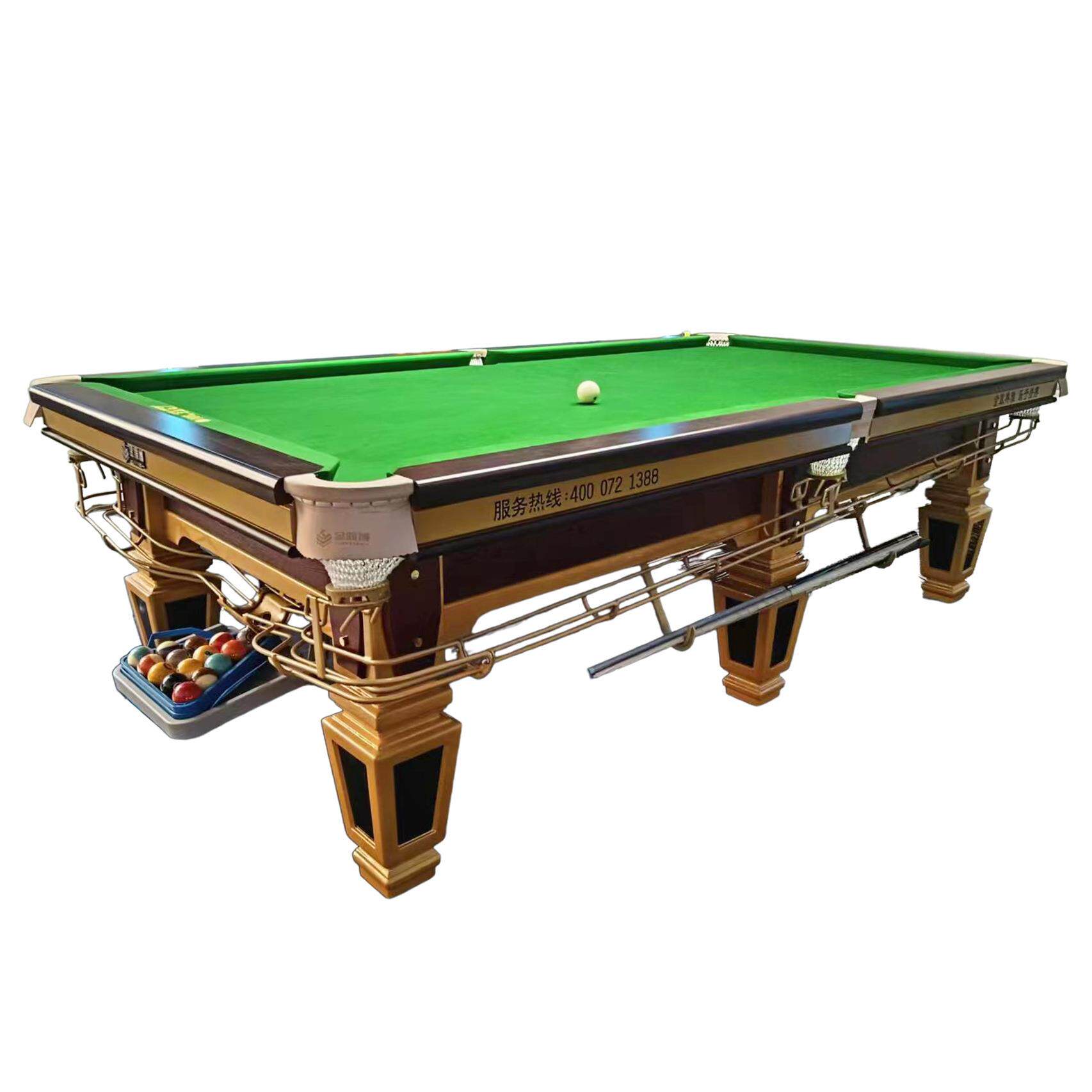 高配黑八台球桌中式标准尺寸金雅博工厂金腿钢库家商用