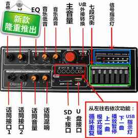 厂销有源音箱大功率功放板主板双声道带k遥无线话筒控有源20