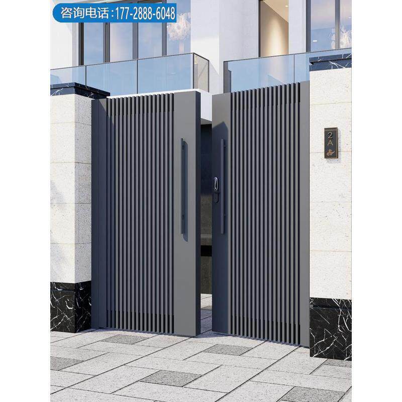 小区户外铁艺大门铝合金别墅庭院门不锈钢电动双开门乡村花园铝门