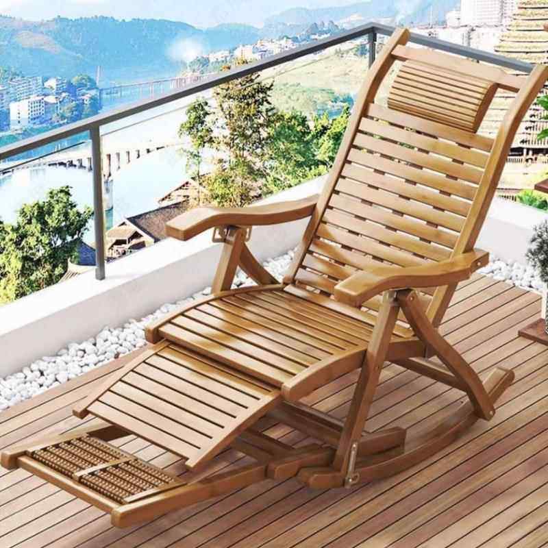 家用折叠竹摇摇椅躺椅午休大人阳台午睡懒人休闲凉椅实木椅子