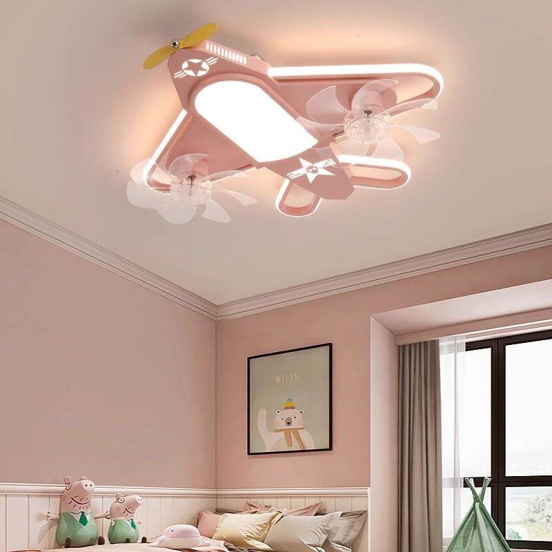 全光谱护眼飞机灯儿童房风扇灯男孩女孩创意卧室智能吸顶灯
