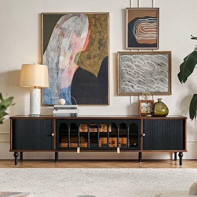 新款中古风木视柜实组合黑色美式复电YZ--G192古小户客厅储物柜型