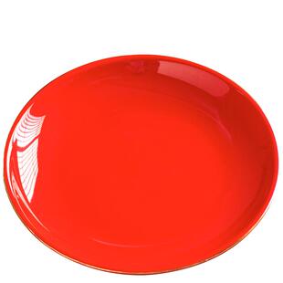 纯色陶瓷大红餐盘高温环保红色瓷盘喜庆点心盘糕点干果餐点盘酒店