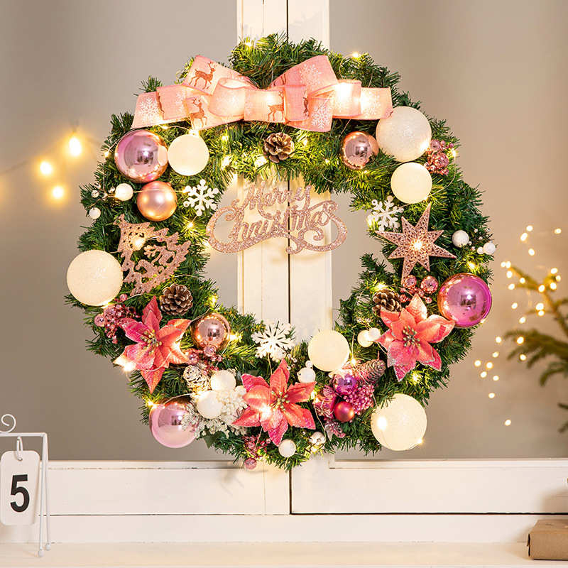 饰门圣诞树挂门60cm布置藤条/花环装饰品圣诞场景xyt50挂饰圣诞