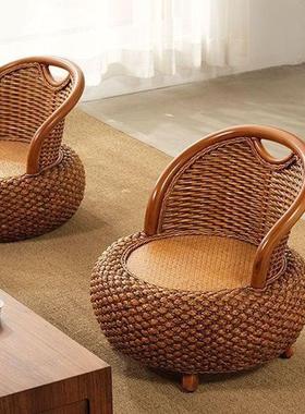 儿日式藤编榻榻米靠背蒲团懒人用阳CTH台小凳子客厅椅沙发椅童家