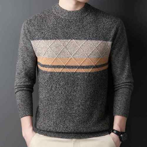 冬季新年款羊毛中青男士羊毛加针织衫宽松8837-T打底爸厚爸衫装毛