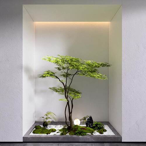 简约轻奢大型仿真南天竹绿植鸡爪槭假树室内装饰橱窗植物盆栽造景