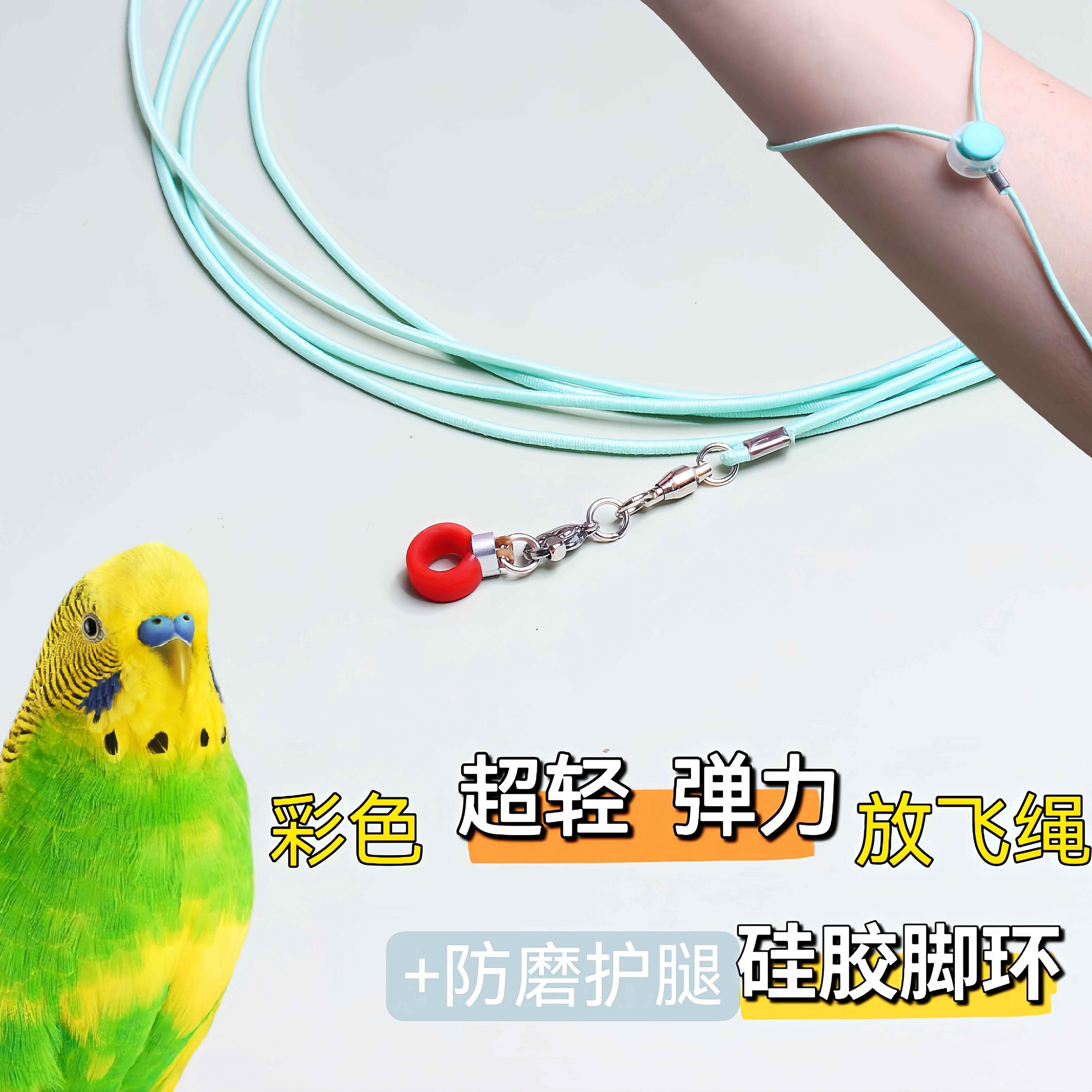 米彩色超轻鹦鹉放飞绳训练虎皮玄凤牡丹脚环脚链脖套遛鸟飞行绳