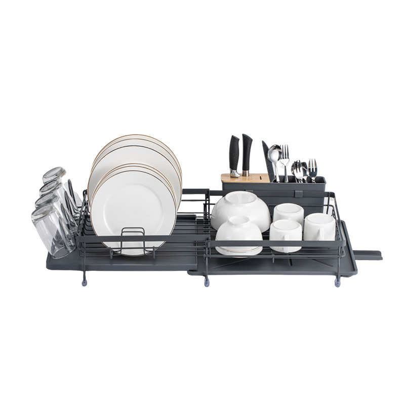 伸缩碗碟架厨房置物架拉伸厨房收纳架大容量沥水架碗筷桌面架