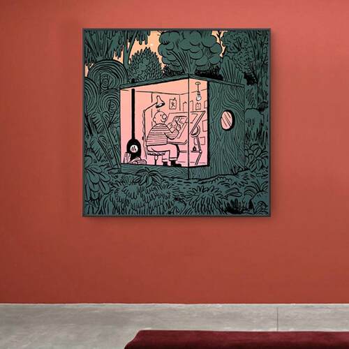 小众艺术北欧丛林挂画动物正方形绿色植物装饰画客厅卧室摆画壁画