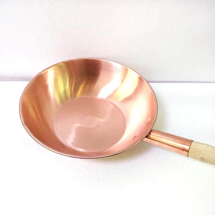 厂家供应手工加厚紫铜炒菜锅 30--36cm铜炒锅 电磁炒勺支持