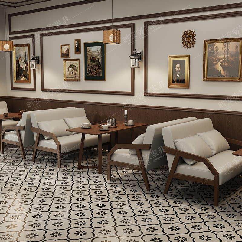 猫爪皮咖啡厅桌椅组合奶茶店沙发酒馆书吧休闲 区茶楼卡座接待洽