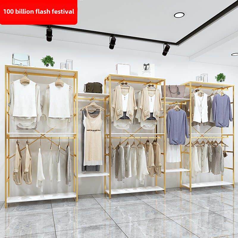 服装商店展示架服装架男女服装儿童服装铁双层货架展示架落地式衣