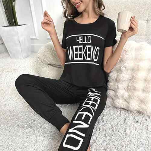 Pajama letter print set in two thin pieces