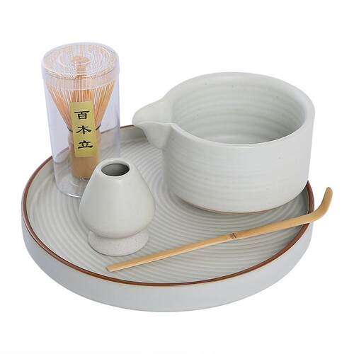 日式茶筅竹抹茶刷子工具茶碗带导流嘴茶具套装陶瓷盘茶道配件器具