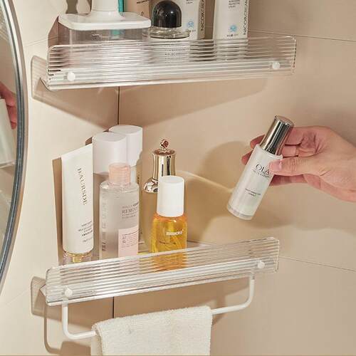 亚克力卫生间置物架浴室收纳架壁挂式淋浴房转角架厕所三角篮高标