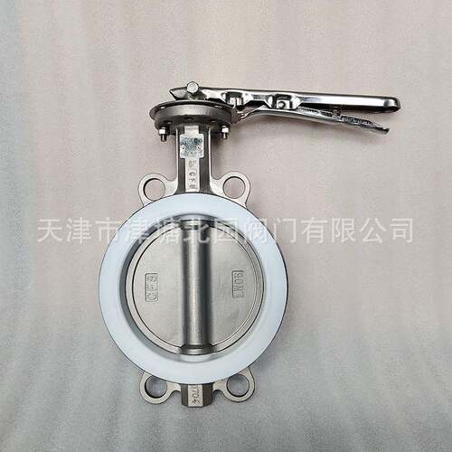 不锈钢衬氟蝶阀D71F4-16P手动对夹白钢四氟蝶阀04PTFE油基泥浆