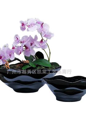创意时尚玻璃钢插花蝴蝶兰花盆公司前台餐厅酒柜公司桌面花艺摆设