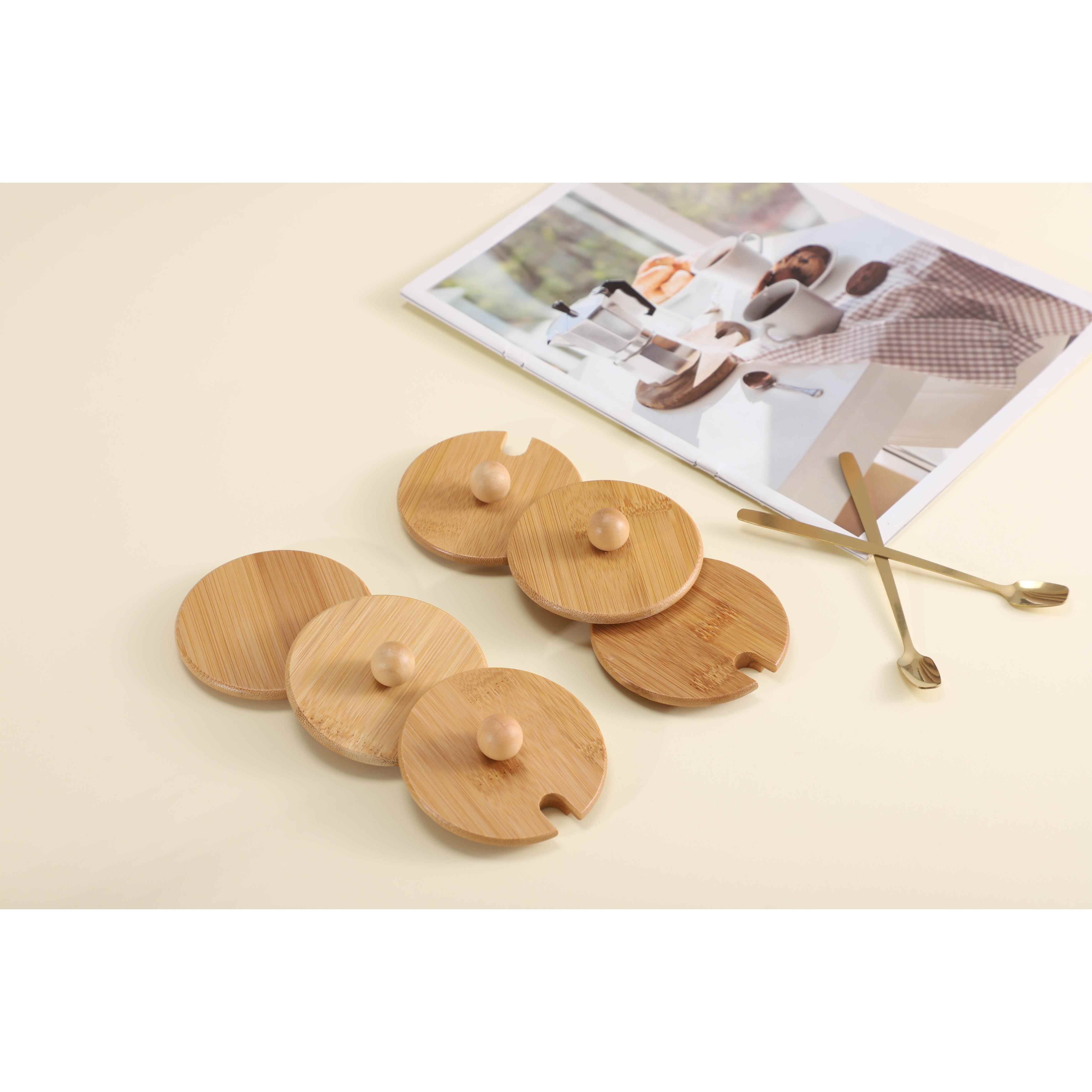 圆形早餐杯马克杯陶瓷杯玻璃杯竹木杯盖单卖防尘水杯盖子配件通用