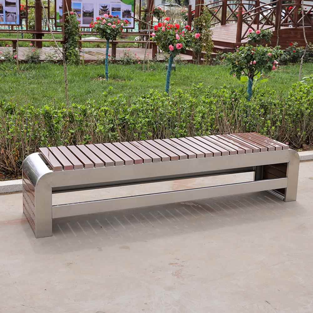 无靠背公园长椅户外樟子松实木塑木椅子公共座椅园林庭院凳