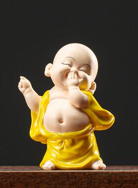 高档新中式禅意瓷招财弥笑佛创意玄关装客厅家居办陶公室饰勒品小