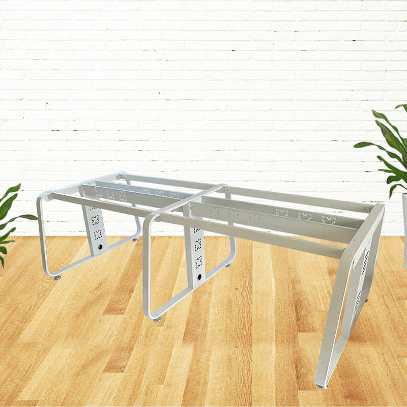 弯管架办公桌卡位钢架两人位四人位六人位桌架带线槽组合台架加工