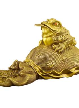 纯黄铜招财金蟾工艺摆件钱袋工艺品家居饰品财富厂家铜雕铜制