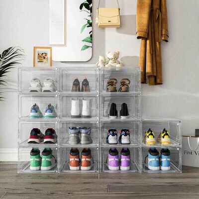 pp加厚鞋盒全透明透明塑料翻盖抽屉式鞋盒防尘防潮高档折叠收纳鞋