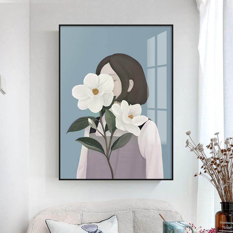 新款直销现代简约人物装饰画轻奢抽象玄关壁画ins梦幻少女心北欧