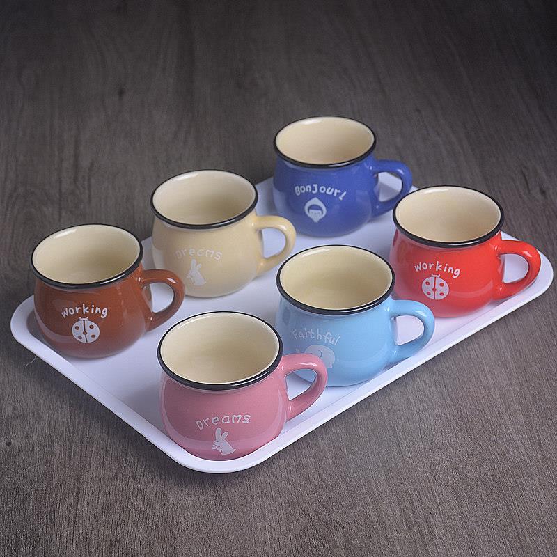 陶瓷茶水杯家用牛奶茶杯随行杯早餐陶瓷杯子套装咖啡杯品茗杯带吧