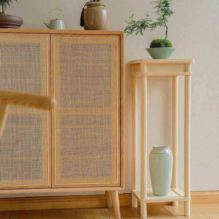 实木花架新中式花台简约现代盆景架客厅电视旁边置物架阳台落地式