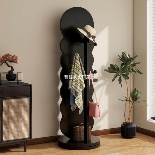 穿TKW用架木质卧室带挂衣收纳一体网红试衣镜可旋家转衣镜全身落