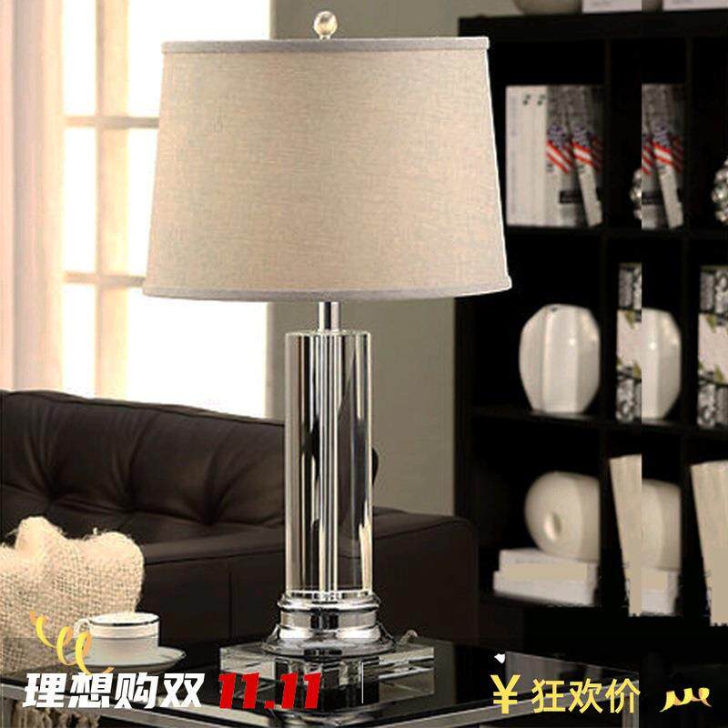 简约现代美式轻奢华水晶台灯欧式样板房客厅家居卧室床头装饰灯