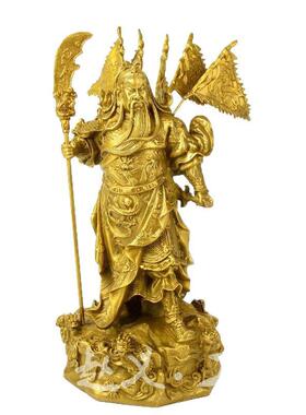 黄铜关公九龙关公铜像武财神开业礼品黄铜摆件黄铜工艺品