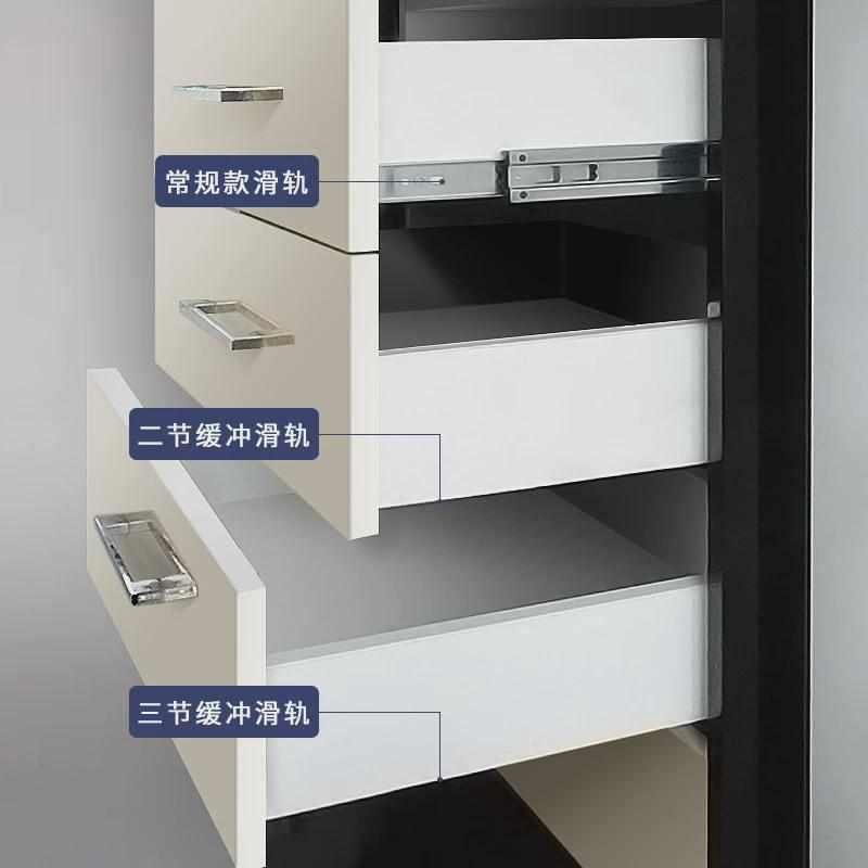 办公桌抽屉轨道阻尼缓冲桌下三节托底导轨反弹电脑桌键盘托架滑轨
