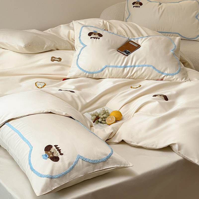 夏可高爱60S卡通长绒棉春四件套巾绣儿童南通高S密度被罩LSY毛床
