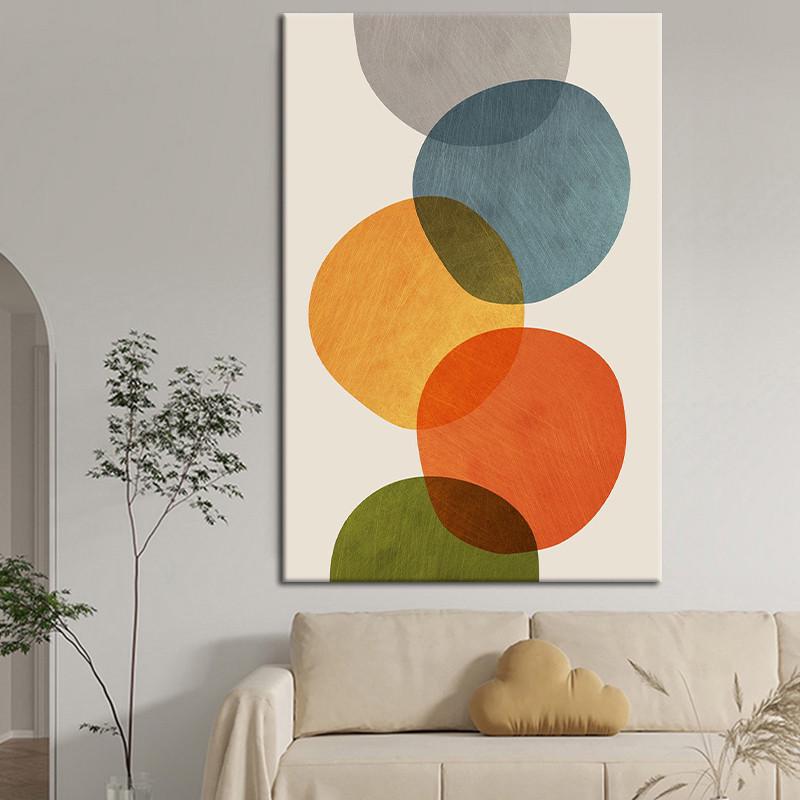 纯手绘油画极简抽象几何多彩色块客厅挂画立体卧室餐厅小众装饰画图片
