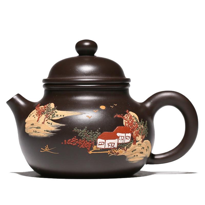 精美小容量手把紫砂茶壶宜兴原矿黑料容天泡茶壶全手工茶具代销