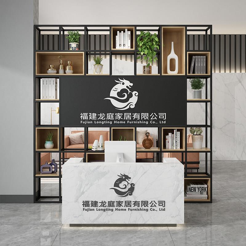 屏风隔断logo客厅玄关办公室前台装饰柜置物铁艺背景架公司Logo墙