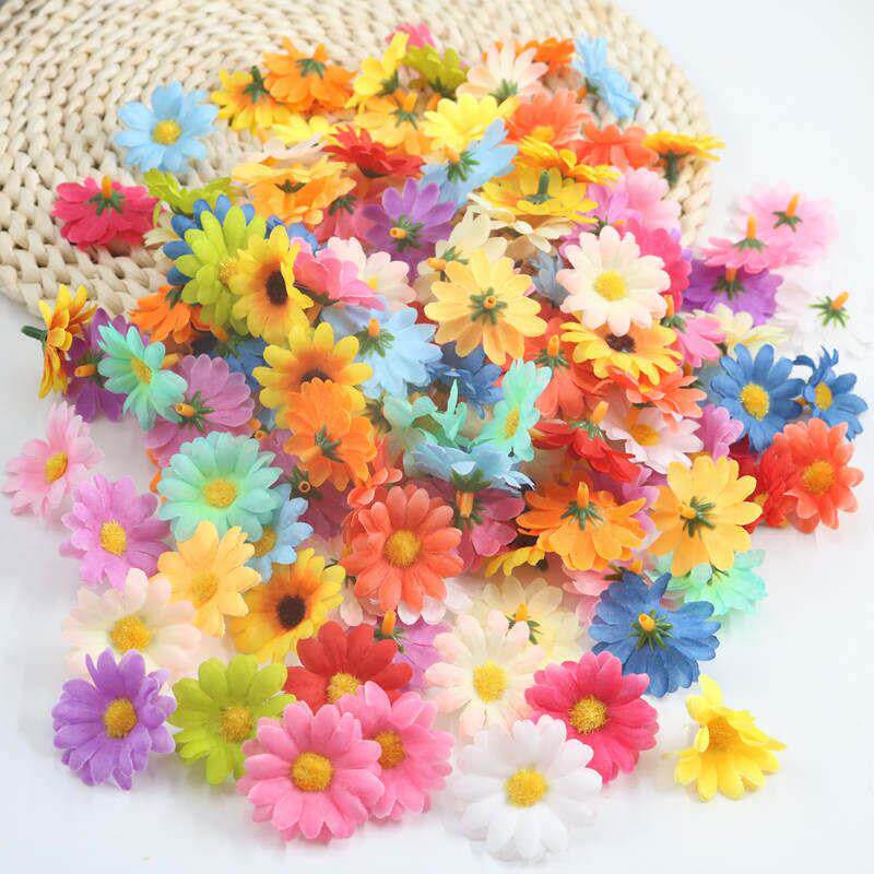 DIY 4cm向日葵小雏菊彷真花绢花布花菊花向日葵假花花头整包批